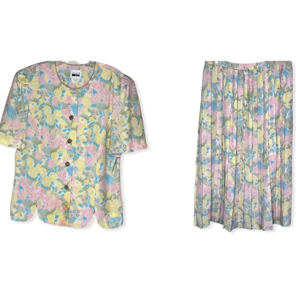Vintage Leslie Faye Floral Skirt Set